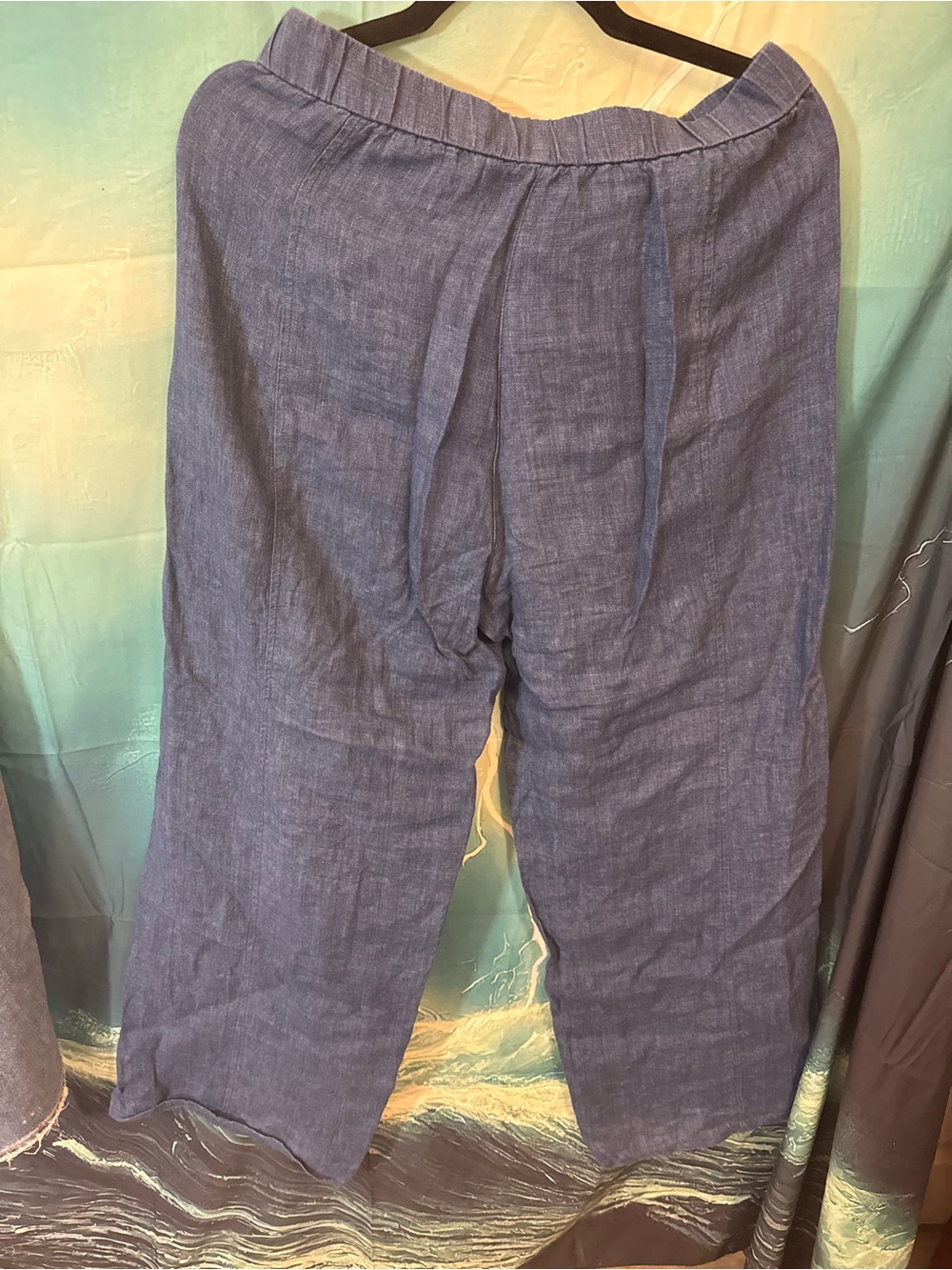 Eileen Fisher Relaxed Drawstring Linen Pants - Blue